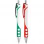 Бяла пластмасова химикалка с червена и зелена украса