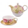 Комплект чаша и чайник - Роза