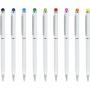 Бяла химикалка с цветен стилус