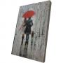 Картина върху врачански камък - 13x18 см - Разходка под дъжда