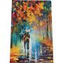 Картина върху врачански камък - 30x45 см - картина Дъжд в парка