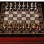 Луксозен шax махагон със седефен финиш и метални фигури