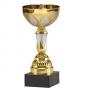 Детска спортна купа, златно покритие с бял мотив - височина 18 см