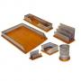 Елегантен комплект принадлежности за офис метал - дърво, 6 части, два цвята