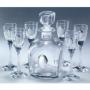 Бутилка и 6 чаши за ликьор кристал и сребро /925/