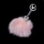 Ключодържател заек пух, бял и розов цвят