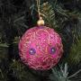 Играчка за елха розова със златни мотиви