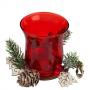 Коледен свещник червен с шишарки и клонки