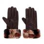 Дамски елегантни ръкавици с кафявa периферия