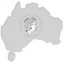 Сребърна монета Австралийска карта - Ему, с частично цветно покритие
