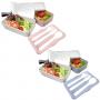 Nerthus Комплект херметически кутии за храна с прибори - 2 х 500 мл. - цвят син/бял
