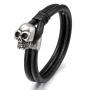 Мъжка кожена гривна с череп SILVER FLAME