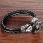 Мъжка кожена гривна копие с череп SILVER FLAME