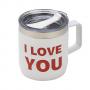 Термо чаша с надпис I LOVE YOU - бяла