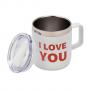 Термо чаша с надпис I LOVE YOU - бяла