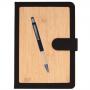 Бележник А5 с бамбукова корица и метална химикалка
